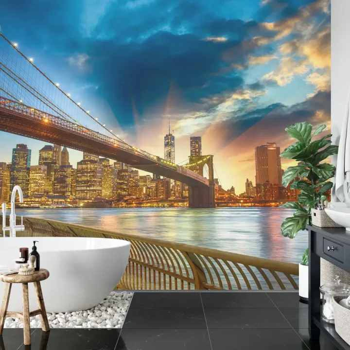 Fototapeta Widok Na Nowy Jork – Skyline Manhattanu i Most Brookliński