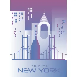 Plakat Trip To New York – Skyline Manhattanu i Most Brookliński