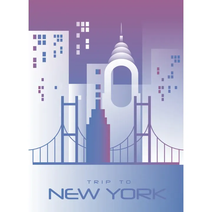 Plakat Trip To New York – Skyline Manhattanu i Most Brookliński
