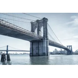 Fototapeta Most Brookliński – Skyline Nowego Jorku i Manhattanu – Odcienie bieli i szarości