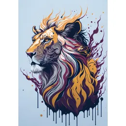 Plakat Lew – Abstrakcyjna Grafika z Dripping Paint