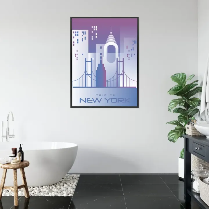 Plakat Trip To New York – Skyline Manhattanu i Most Brookliński