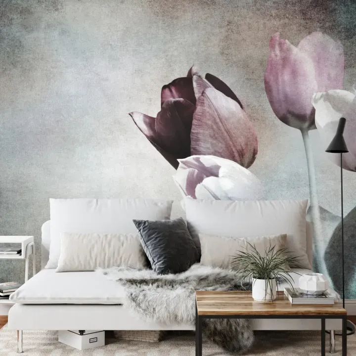 Fototapeta Tulipany – Wiosenny Motyw Kwiatowy w Stylu Vintage