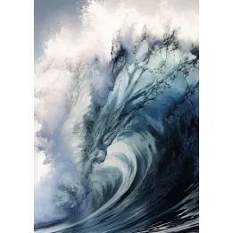 Plakat Wzburzona Fala Morska – Energia Oceanu o Świcie