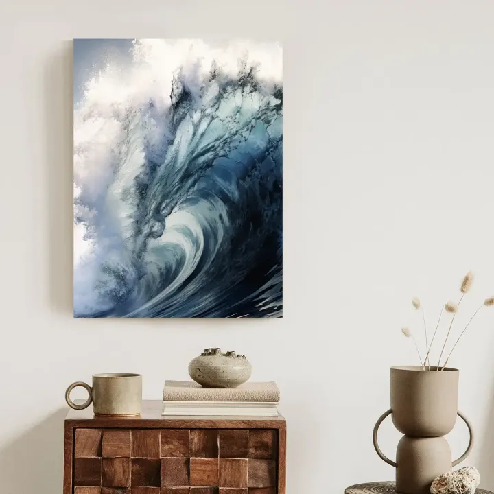 Plakat Wzburzona Fala Morska – Energia Oceanu o Świcie