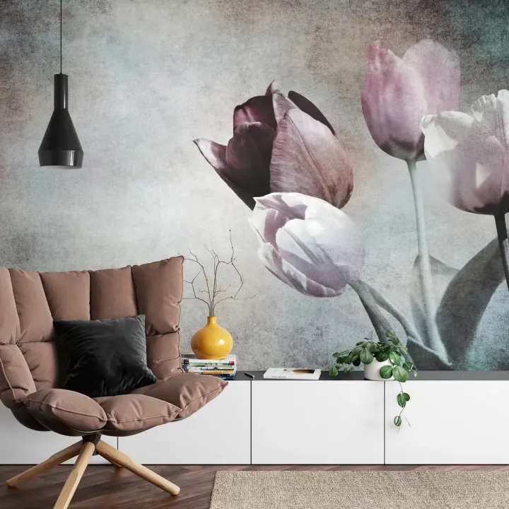 Fototapeta Tulipany – Wiosenny Motyw Kwiatowy w Stylu Vintage