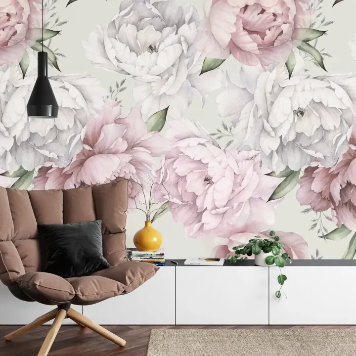 Fototapeta Kwiaty Peonie – Pastelowe Barwy i Wiosenna Delikatność