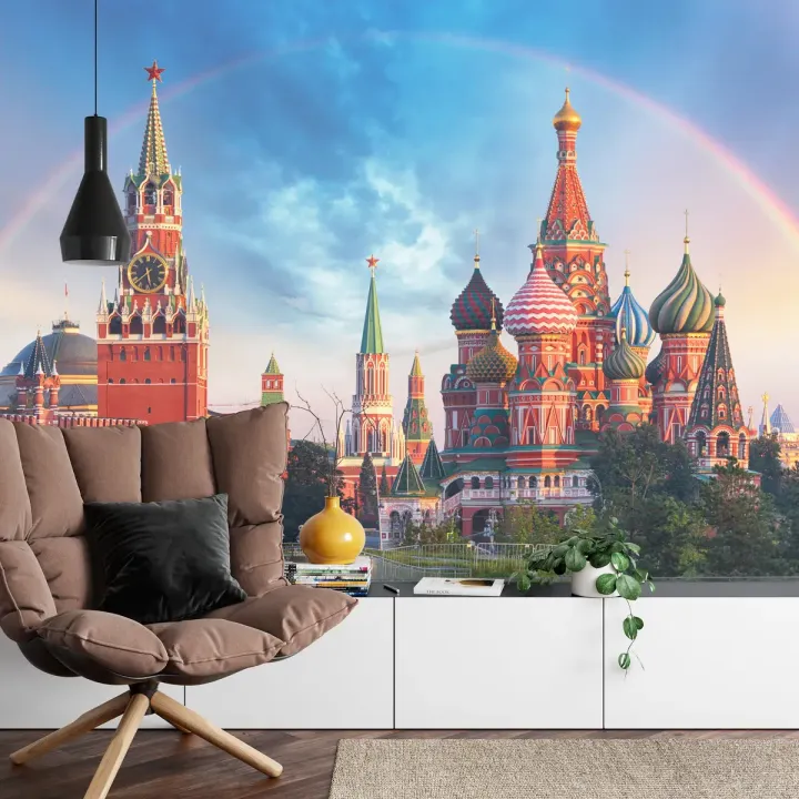 Fototapeta Tęcza Nad Kremlem – Architektura Moskwy i Plac Czerwony