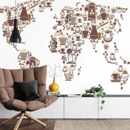 Fototapeta Kawowa Mapa Świata – Podróże i Kawosze w Twoim Wnętrzu