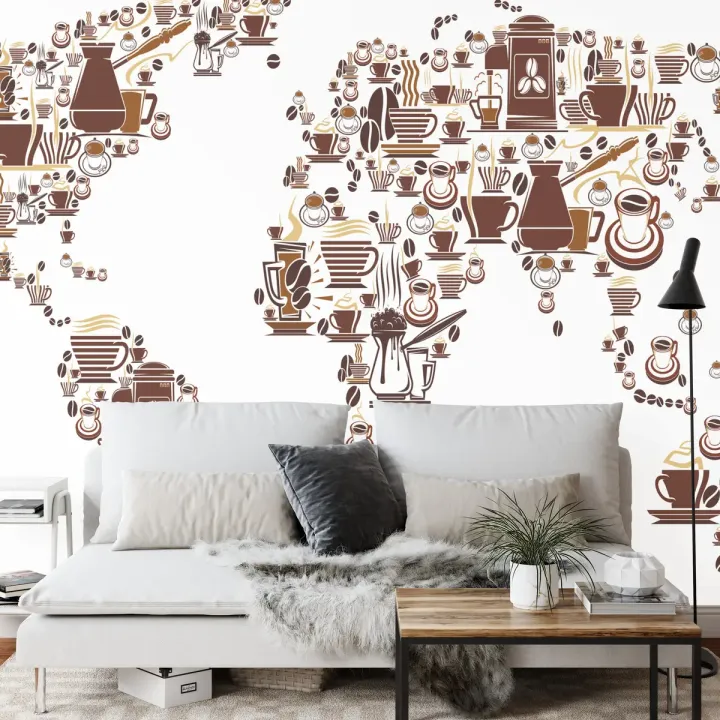 Fototapeta Kawowa Mapa Świata – Podróże i Kawosze w Twoim Wnętrzu