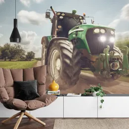 Fototapeta Pędzący Traktor – Maszyna Rolnicza na Polu