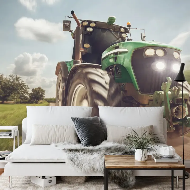 Fototapeta Pędzący Traktor – Maszyna Rolnicza na Polu