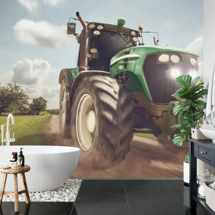 Fototapeta Pędzący Traktor – Maszyna Rolnicza na Polu