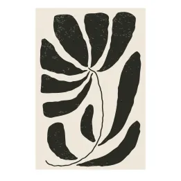 Plakat Kwiat Z Liśćmi – Abstrakcyjna Grafika W Stylu Matisse