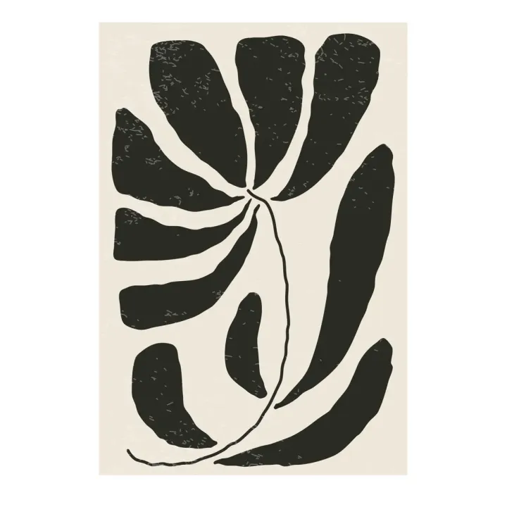 Plakat Kwiat Z Liśćmi – Abstrakcyjna Grafika W Stylu Matisse
