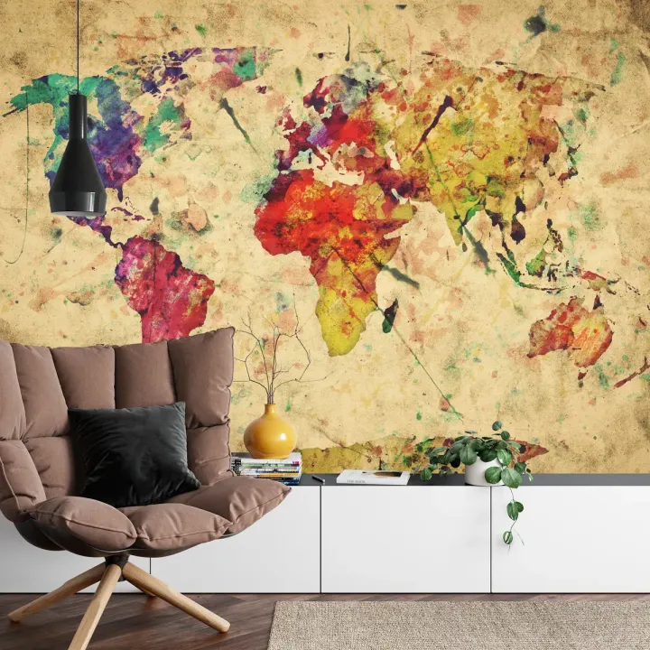Fototapeta Mapa Świata – Abstrakcyjna Podróż przez Kontynenty