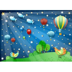 Fototapeta Magiczna Noc – Balony i Gwiazdy na Niebie