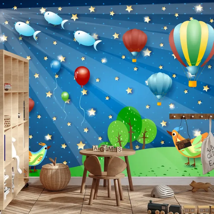 Fototapeta Magiczna Noc – Balony i Gwiazdy na Niebie
