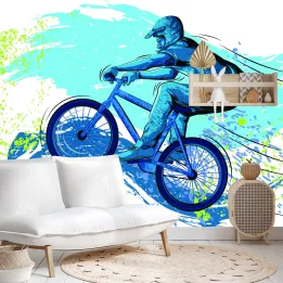 Fototapeta Rowerzysta Graffiti – Sztuka Uliczna i Dynamika Miejskiego Stylu Życia