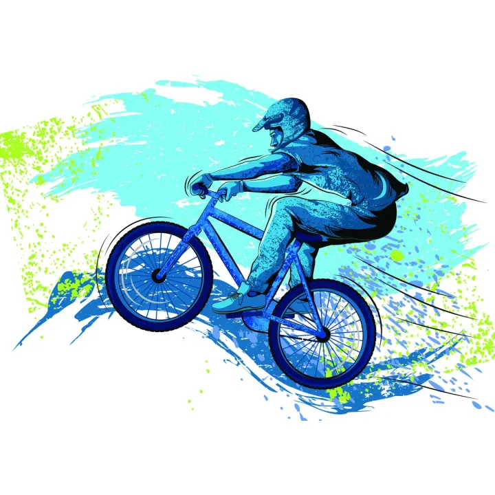 Fototapeta Rowerzysta Graffiti – Sztuka Uliczna i Dynamika Miejskiego Stylu Życia – produkt