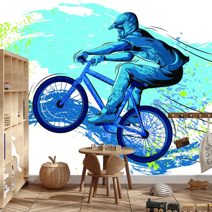 Fototapeta Rowerzysta Graffiti – Sztuka Uliczna i Dynamika Miejskiego Stylu Życia