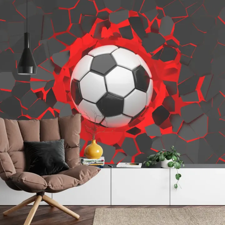 Fototapeta Piłkarska 3D – Dynamizm i Energia Sportu