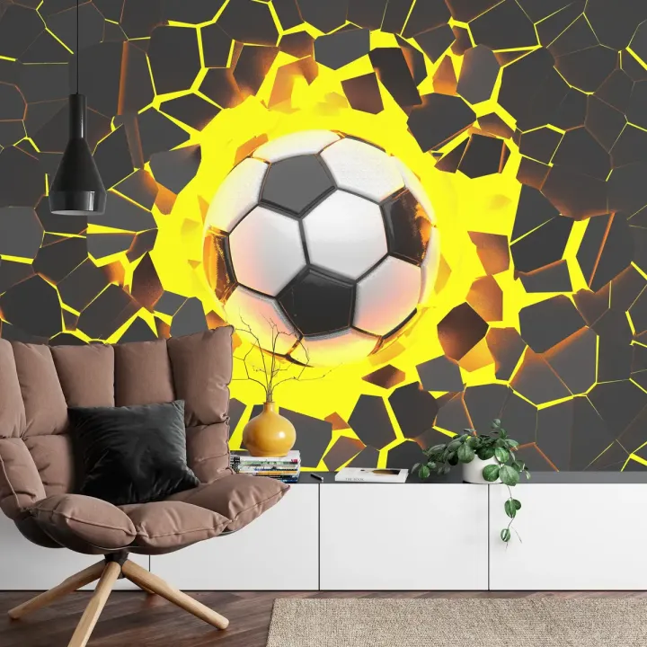 Fototapeta Piłka Nożna 3D – Dynamizm Sportowy i Abstrakcja Geometryczna