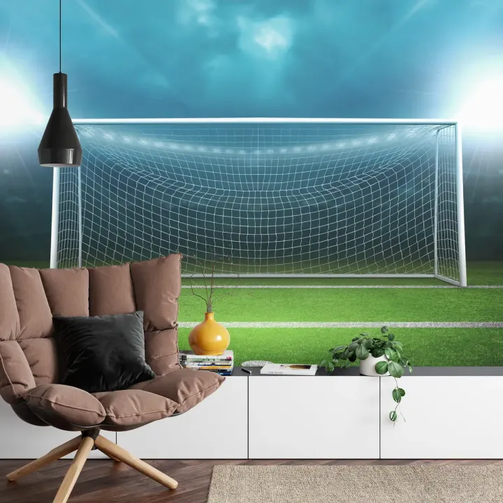 Fototapeta Boisko Piłkarskie – Stadion i Piłka Nożna w Akcji