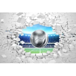 Fototapeta 3D Cegła – Piłka Nożna na Stadionie