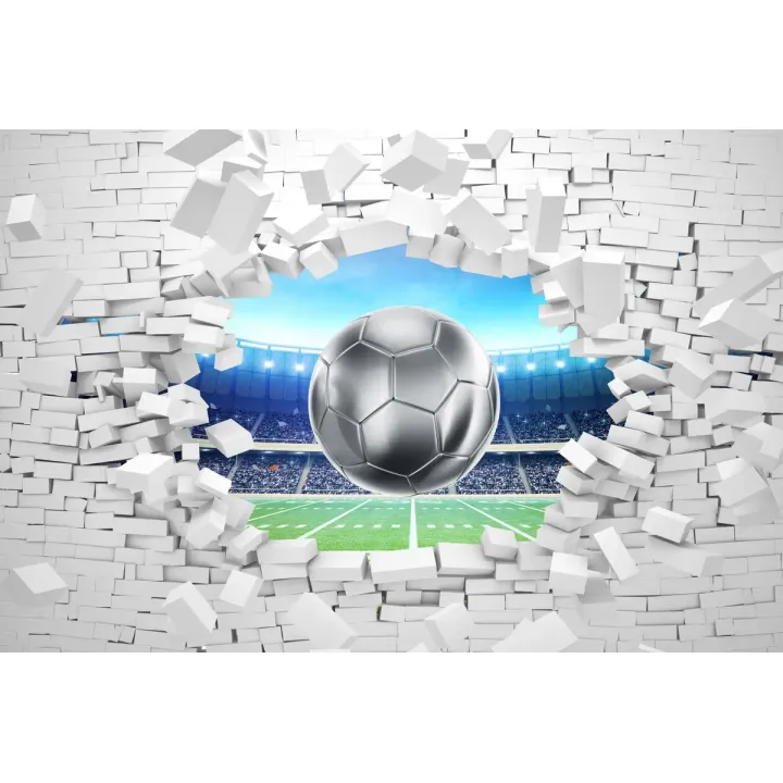 Fototapeta 3D Cegła – Piłka Nożna na Stadionie – produkt