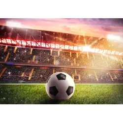 Fototapeta Piłka Nożna – Stadionowy Mecz o Zachodzie Słońca