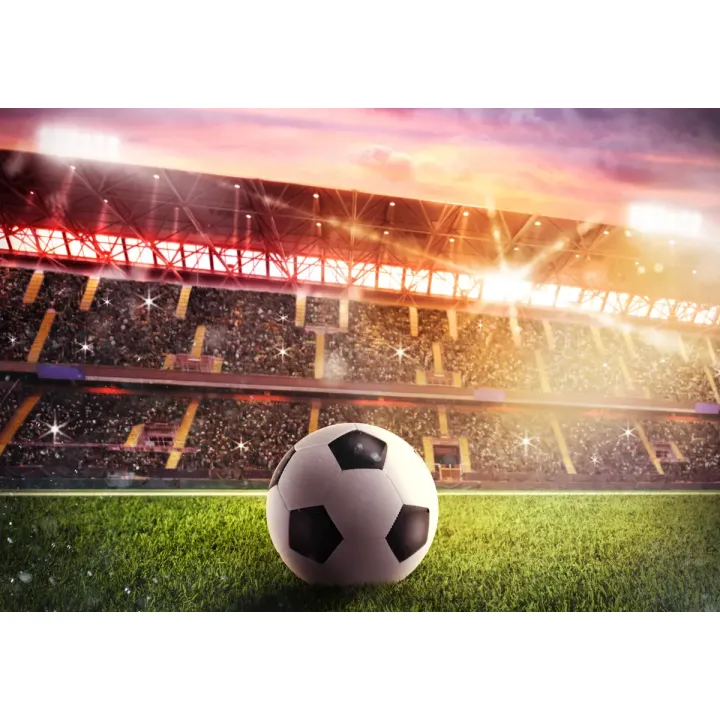 Fototapeta Piłka Nożna – Stadionowy Mecz o Zachodzie Słońca – produkt