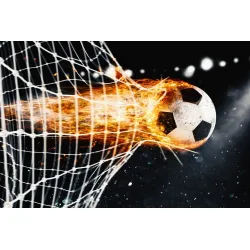 Fototapeta Płonąca Piłka – Sportowa Energia i Siła Akcji