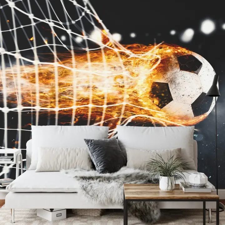 Fototapeta Płonąca Piłka – Sportowa Energia i Siła Akcji