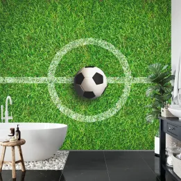 Fototapeta Piłka Na Środku Boiska – Sportowy Akcent na Stadionie