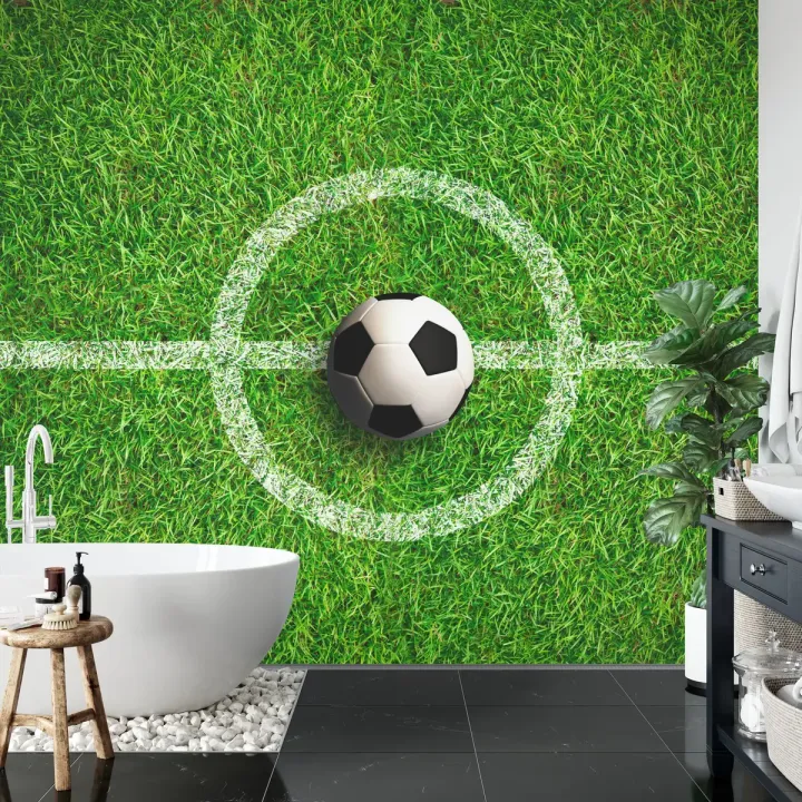 Fototapeta Piłka Na Środku Boiska – Sportowy Akcent na Stadionie