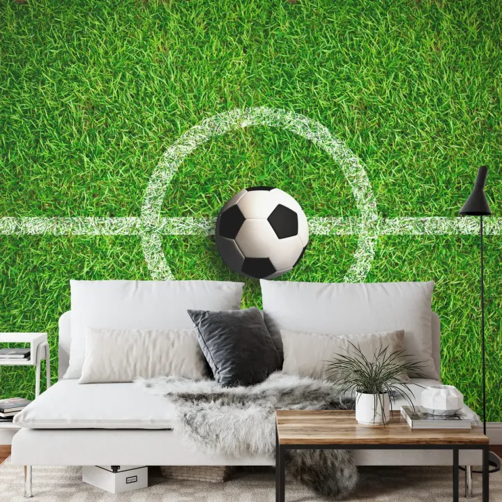 Fototapeta Piłka Na Środku Boiska – Sportowy Akcent na Stadionie