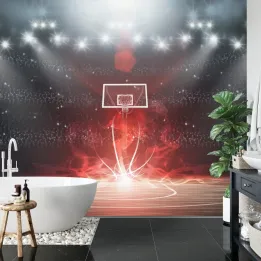 Fototapeta Futurystyczne Boisko Koszykówki – Sportowa Hala w Stylu NBA