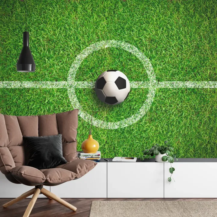 Fototapeta Piłka Na Środku Boiska – Sportowy Akcent na Stadionie