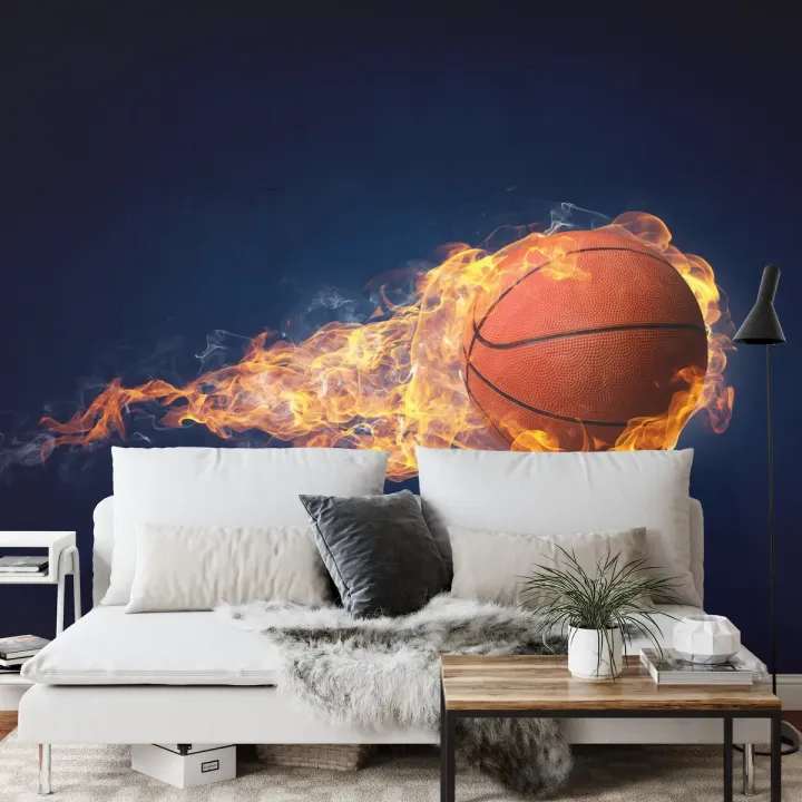 Fototapeta Płonąca Piłka Koszykowa – Sport i Ogień Pełne Energii