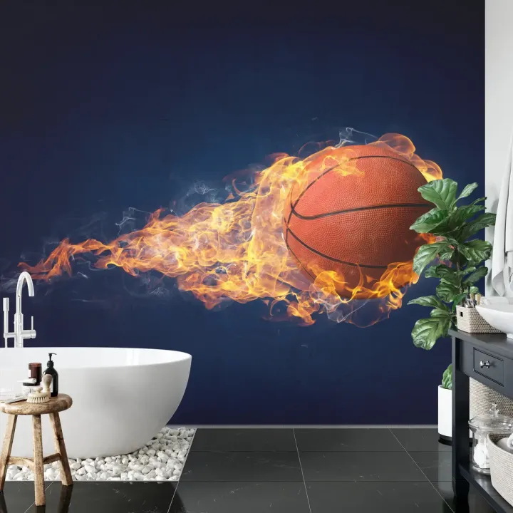 Fototapeta Płonąca Piłka Koszykowa – Sport i Ogień Pełne Energii