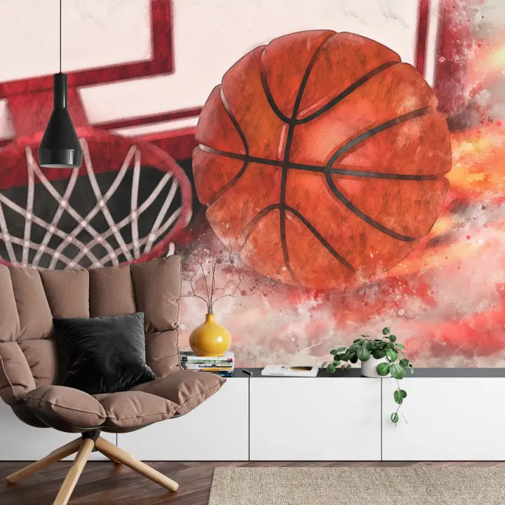 Fototapeta Piłka W Locie – Dynamiczna Akcja Koszykówki