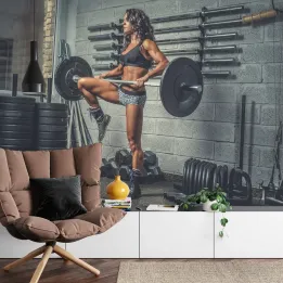 Fototapeta Wysportowana Kobieta – Motywacja Fitness na Siłownię
