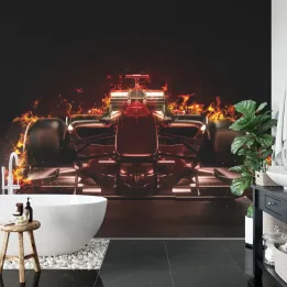 Fototapeta Płonący Bolid F1 – Adrenalina Wyścigów Formuły 1