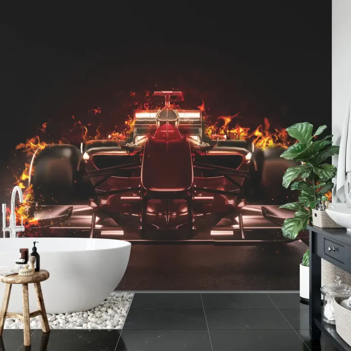 Fototapeta Płonący Bolid F1 – Adrenalina Wyścigów Formuły 1