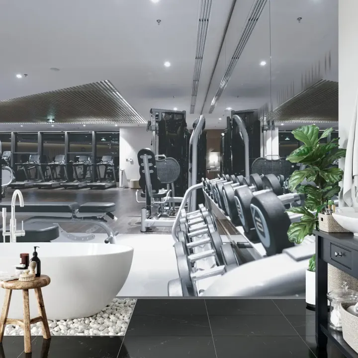 Fototapeta Nowoczesna Siłownia – Motyw Sportowy i Industrialny Wystrój