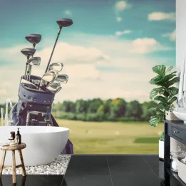 Fototapeta Torba Golfowa – Sprzęt i Krajobraz Pola Golfowego