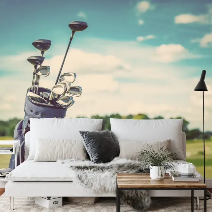 Fototapeta Torba Golfowa – Sprzęt i Krajobraz Pola Golfowego
