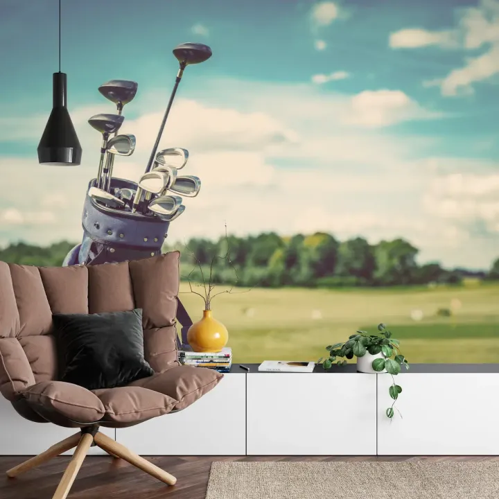 Fototapeta Torba Golfowa – Sprzęt i Krajobraz Pola Golfowego