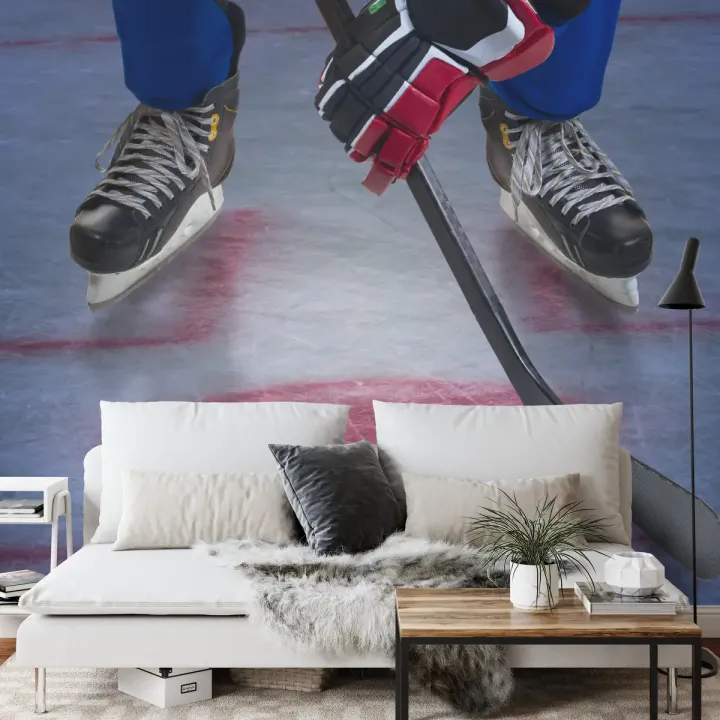 Fototapeta Hokeista Na Lodzie – Akcja Sportowa na Lodowisku